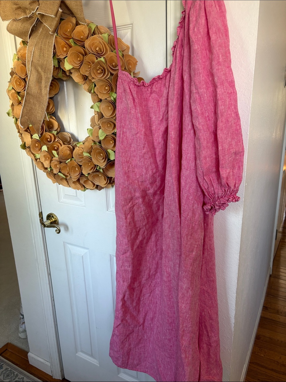LAKE Women’s Asymmetrical One-Shoulder Pink Linen Dress